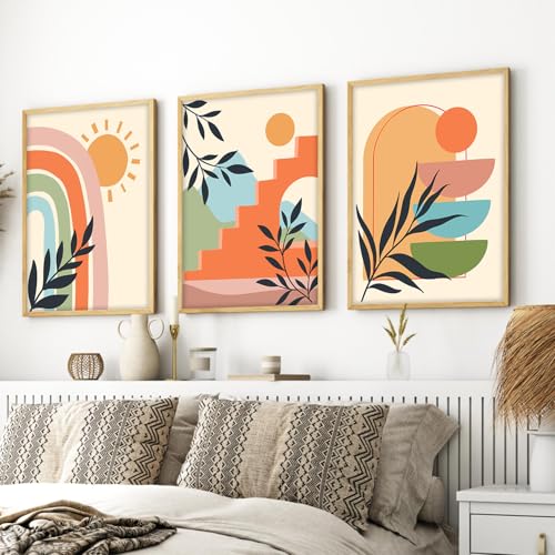 Image of BANGERZ Wall Art Painting Boho Artwork Living Room and Bedroom Frames Decor, Office and Framed Hotel Decoration Big Size Set of 3 (Artwork 1, 13x19 inch)