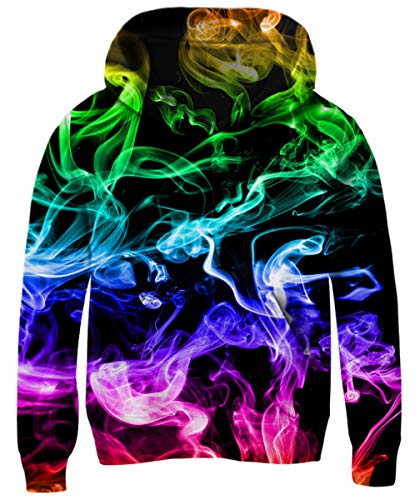 Kids Sweatshirt Unisex Hoodies for Boys Cool 3D Prints Sweaters For Boys Sweatshirts Colorful Smoke Pullover with Pocket for X-Large/9-10 Years