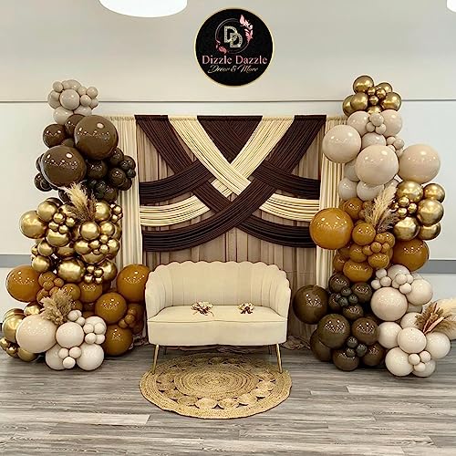 Image of Brown Balloons, 18 /12 /10 /5 In Retro Dark Brown Balloon Garland Arch Kit Different Sizes, Chocolate Coffee Caramel Mocha Helium Latex Balloons for Teddy Bear Birthday Boho Baby Shower Party Decorations