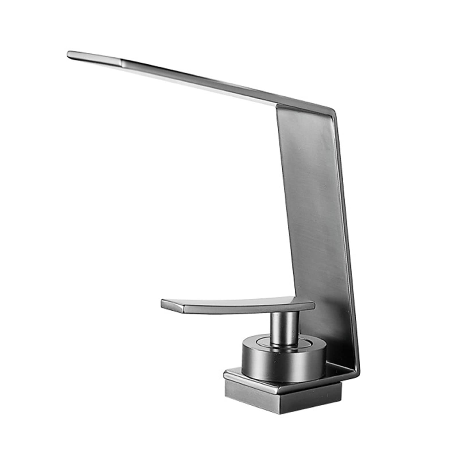 Robinet mitigeur cascade en laiton gris pistolet pour vasque chic