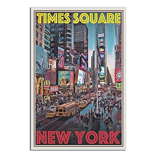 Poster de voyage vintage Times Square New York sur toile - Décoration murale moderne pour chambre à coucher, bureau, décoration murale, affiches décoratives Cover