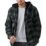 Gary Com Heavy Thick Plaid Flannel Jacket Sherpa Fleece Lined Zip Up Winter Warm Buffalo Coat Zipper Big and Tall Hoodies for Men