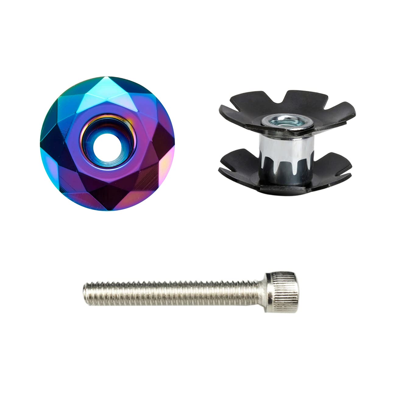 PLATTBK Tappo Serie Sterzo per Bicicletta 1-1/8'', Tappo Gambi ​Manubrio Bici in Lega di Alluminio ​con Dado Star Nut