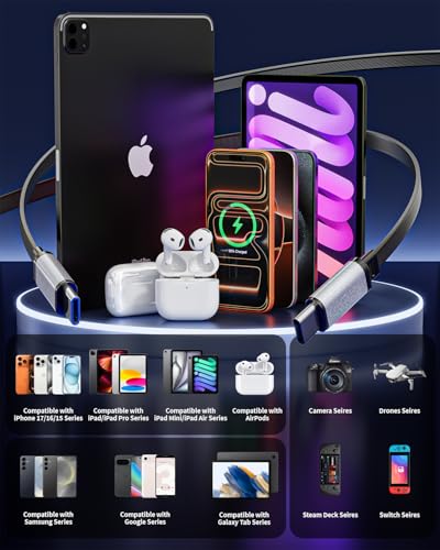 Image of Retractable Charger USB C Charging,45W Retractable iPhone 17 16 Charger Wall Plug,4 in 1 Foldable Plug with Dual USB C Cable Ultra-Compact Travel Charging for iPhone Air /17 /17Pro /17 Pro Max /16 /15,iPad