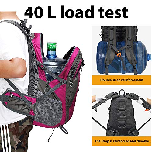 Fengdong 40L Waterproof Lightweight Outdoor Daypack Hiking,Camping,Travel Backpack For Women Men Pink #TOP1