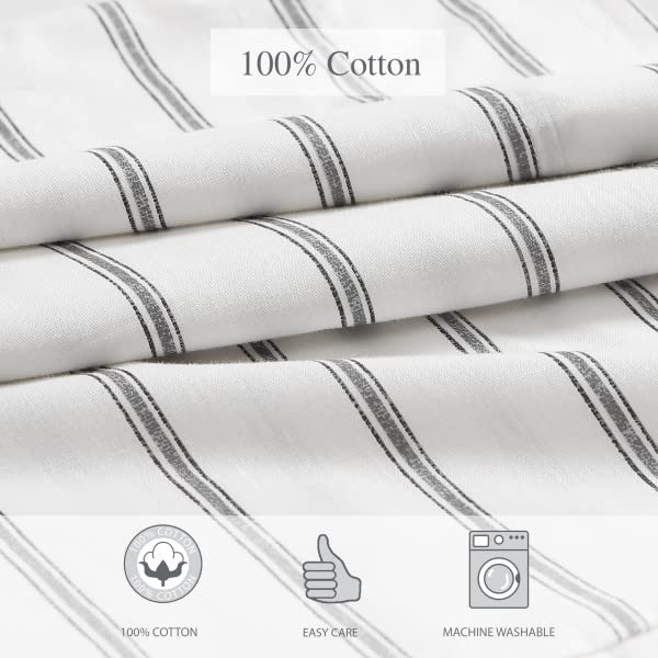 Image of Stone Cottage - Full Sheets, Cotton Percale Bedding Set, Crisp & Cool Ideal Bedding Set (Trenton Stripe Grey, Full)