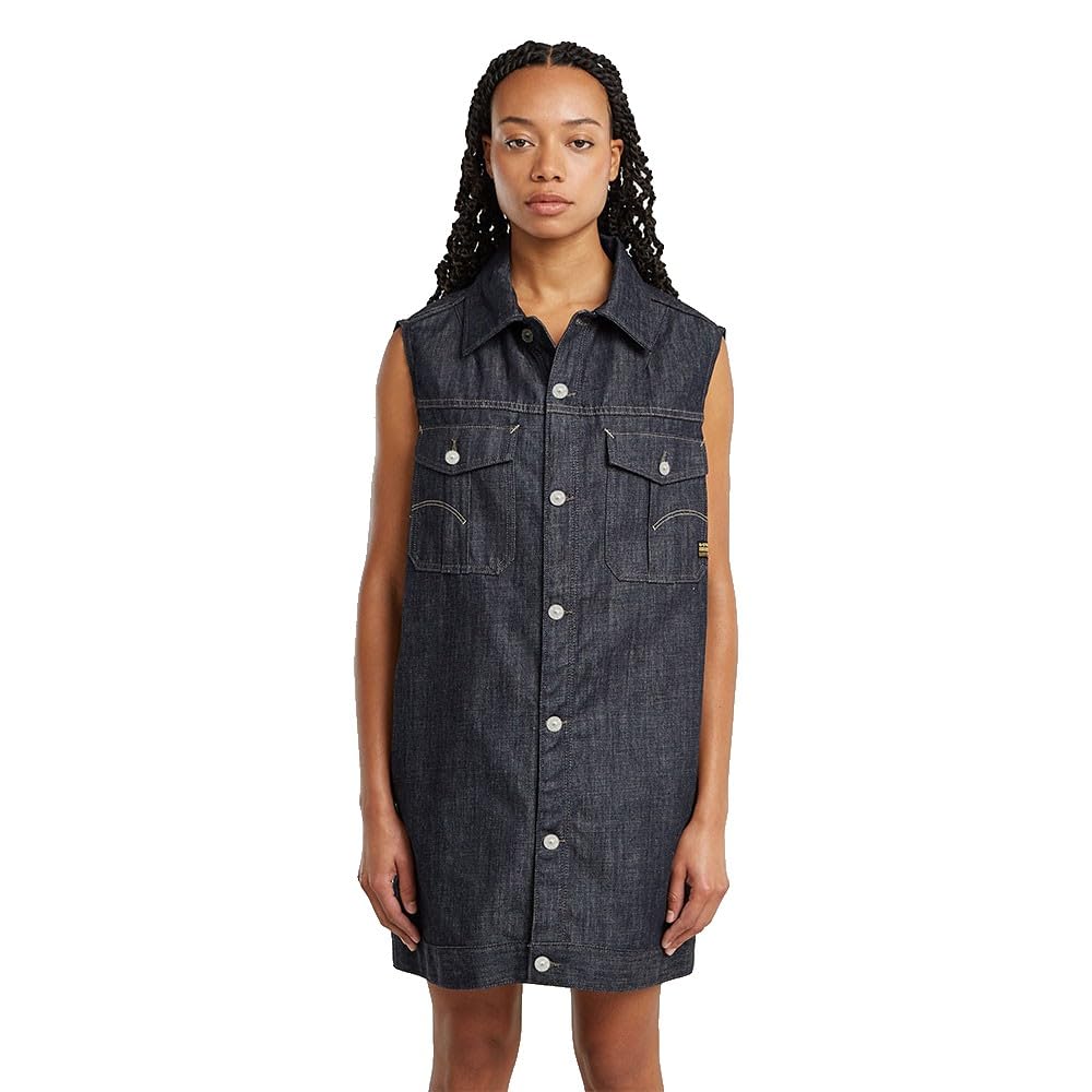 G-STAR Women's Oversized Sleeveless Dress Wmn Casual, Blue (Raw Denim D26352-d301-001), M