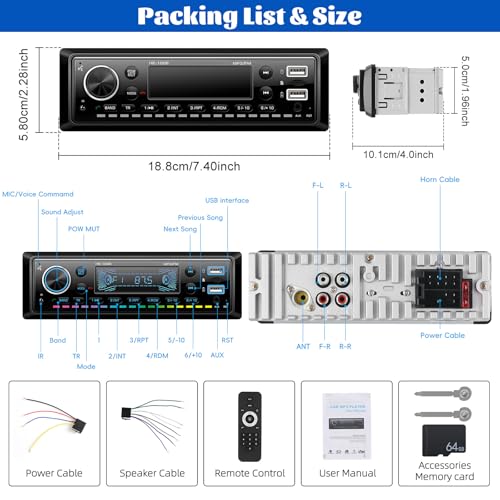 Radio multimedia Bluetooth para auto Single Din miniatura 7