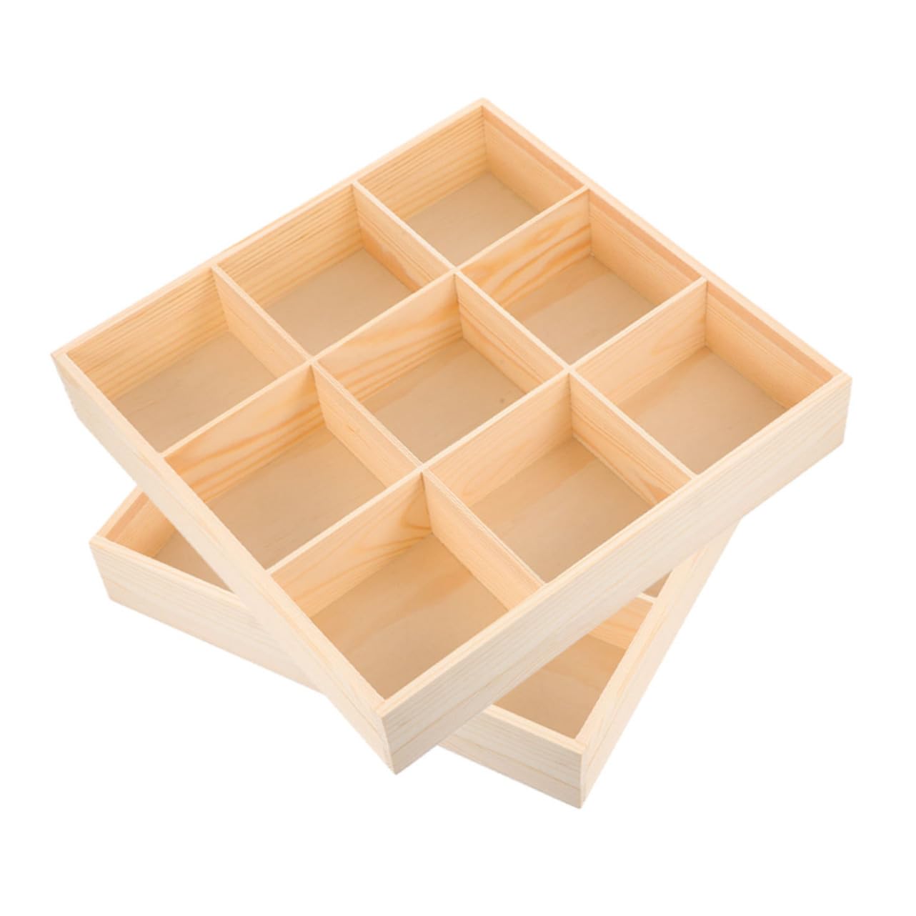 OUNONA Organizador de Calcetines de Madera Múltiples Compartimentos 2piezas | Divisor para Cajón de Ropa Interior y Corbatas, Caja de Almacenamiento para Accesorios, Ahorro de Espacio