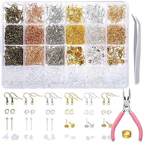 ZD-DZ 463 Pieces Earring Making Supplies Kit with Earring Hooks, Jump Rings, Earring Post, Pliers, Tweezers, Jump Ring Opener for Earrings Making and Repairing