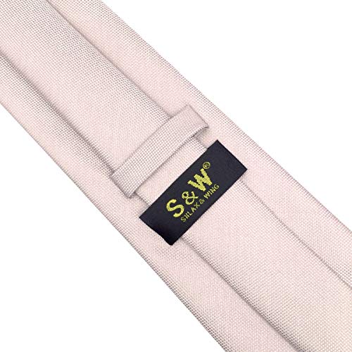 S&W SHLAX&WING Gravatas masculinas rosa sólido WeddParty seda extra longa