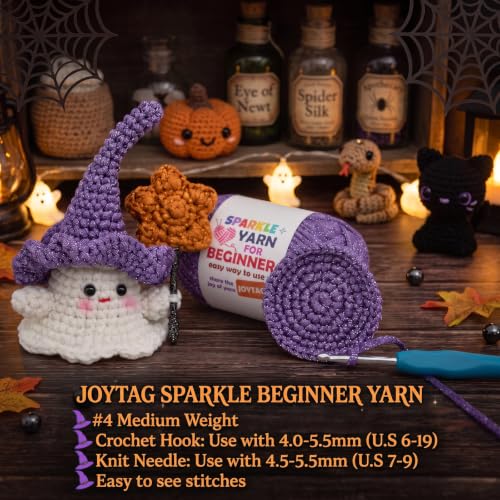 Image of 2 Pack Sparkle Beginner Crochet Yarn for Crocheting Knitting Multicolor Easy Crochet Yarn for Beginners(Dark Purple)