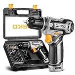 Cordless Drill：DEKOPRO 12V Power Battery Drill Set with Small Electric Drills and 3/8-inch Keyless Chuck with Portable Tool Set Gift Box (Grey)