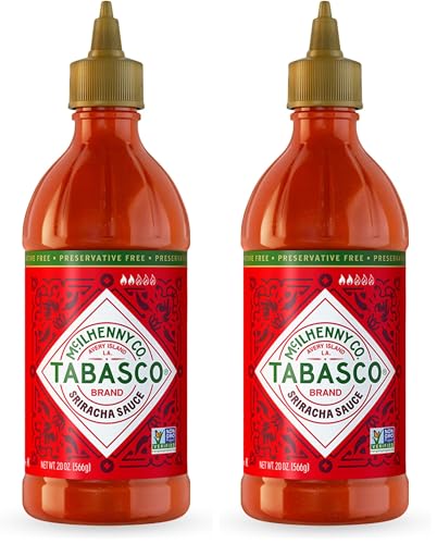 Image of TABASCO Brand Sriracha Sauce, Medium Hot Sauce, Easy-to-Squeeze Bottle, Thai-Style with Louisiana Twist, Rich & Bold Flavor, Great on Stir-Fry, Teriyaki, & More, 20 Oz (Pack of 2)