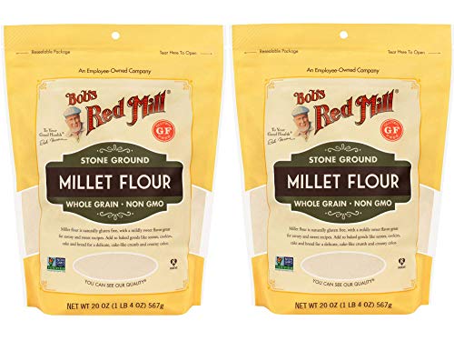 Bob's Red Mill Millet Flour | Gluten Free Whole Grain Flour | 20 Ounce Resealable Pouch | Pack of 2