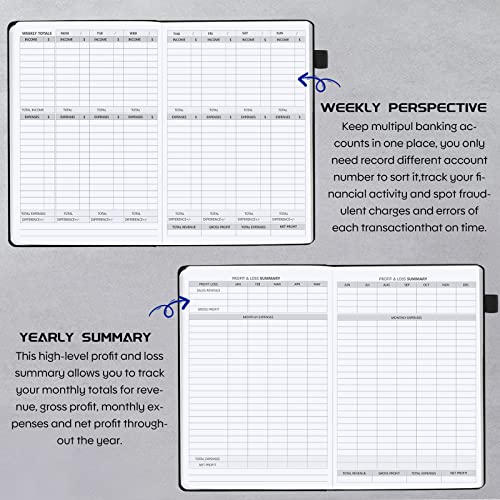 Soomeet Income And Expense Tracker/Log Book/Small Business Ledger Book/Accounting & Bookkeeping Ledger Log Bookr – Large 7" X 10" Hardcover Record Notebook With Receipt Pocket(Black) #TOP5