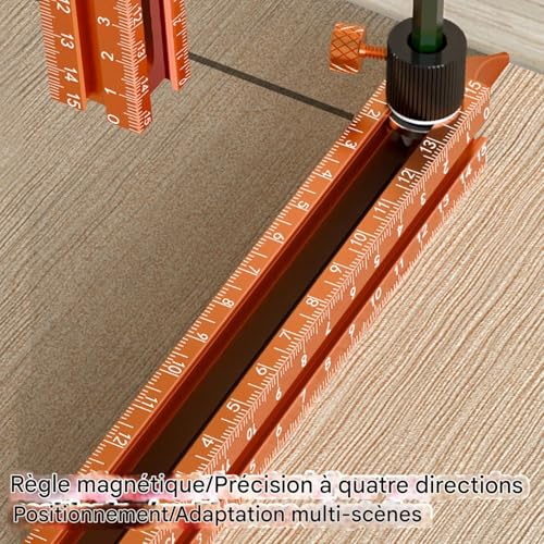 Règle de charpentier avec jauge à base magnétique sur 4 côtés