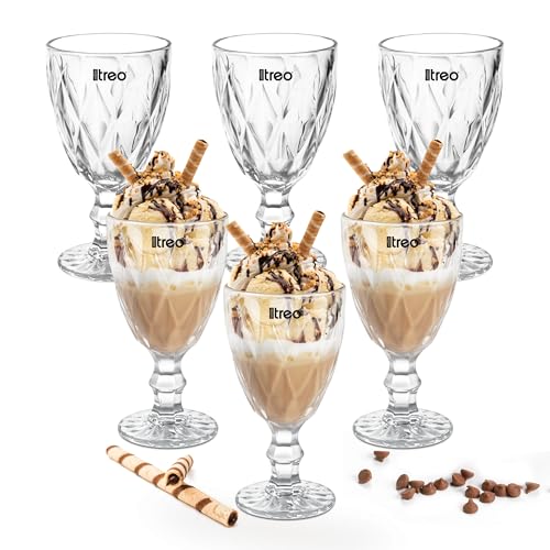 Image of Treo by Milton Regalia Goblet 300 ml I Tall Dessert Bowls with Wide Mouth for Easy scooping Ideal for Serving Sundaes ice Cream or Layered Desserts I for cafes, Parties, or Treats at Home I Set of 6