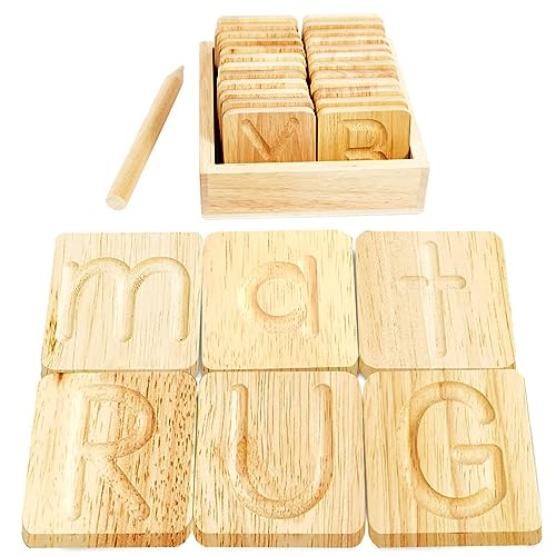 Image of Wooden Alphabet Tracing Boards - Preschool Letter Formation - Montessori Alphabet Letters