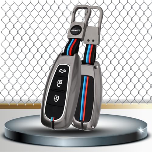 Image of KEYCEPT Metal Alloy Key Cover for Suzuki Baleno | Grand Vitara | S Cross | Ciaz | Swift | Ignis | XL6 | Fronx | Brezza | Jimny 3 Button Smart Key with Keychain (Short Keychain).