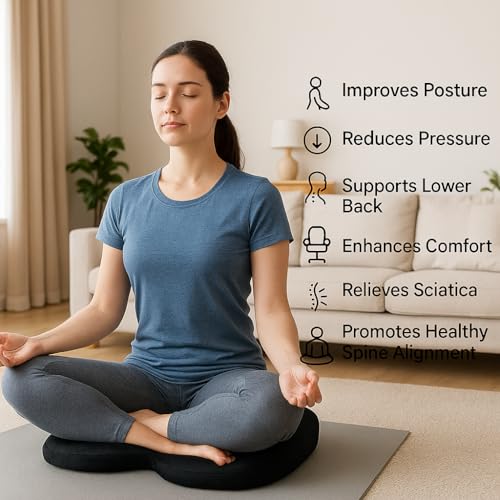 Image of Homerz Premium Orthopedic Coccyx Cushion | 2 Years Warranty | Seat Cushion for Chair, Car Seat Cushions, Memory Foam Sitting Pillow for Tailbone, Sciatica & Back Pain Relief (Standard)