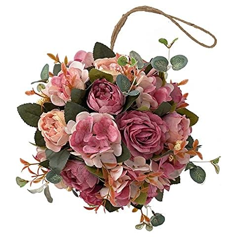 HAOSHICS Artificial Hydrangea Peony Flower Ball,Artificial flower silk flower ball for Wedding Festival Party Home Garden Shop Outdoor indoor photography Decoration (Dark Pink) Cover