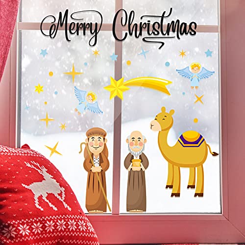 Christmas Religious Wall Decal Stickers Large Colorful Nativity Scene Wall Decals Stickers Christian Removable Modern Decor For Xmas Holiday Baby Room Living Room Bedroom #TOP5