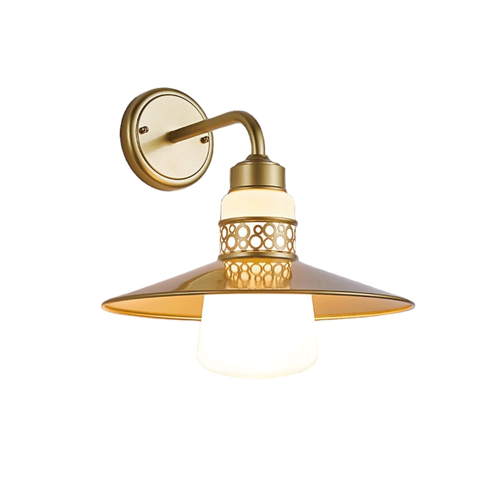 OZBMA Gold Outdoor Wall Sconce, Modern Gooseneck Exterior Lamp with White Glass Shade, Aluminum Lantern for Porch, Patio, Entryway, Balcony, Facade, Villa, Deck, Yard Cottage(Large) (size_name Large)