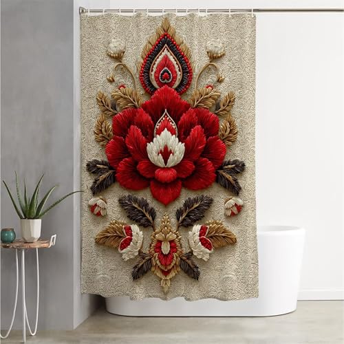 Rideau douche 120x180cm polyester lavable et résistant avec 12 crochets