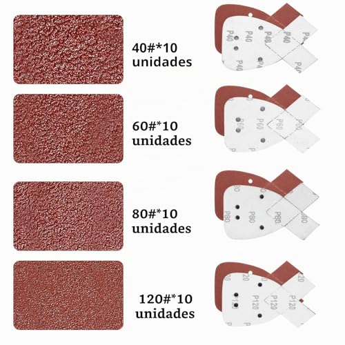 Miniatura 3 de 40 Piezas Hojas De Lija Mouse, Papel De Lija Triangular Para Black And Decker, 40 60 80 120 Grano Lijas Para Lijadora, Lijadora Triangular Para Black And Decker Detail Palm Sander