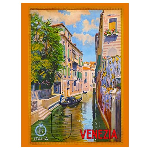 A SLICE IN TIME Venezia Venice Italy Vintage European Travel Advertisement Collectible Wall Decor Poster Picture Print. Poster Measures 10 x 13.5 inches