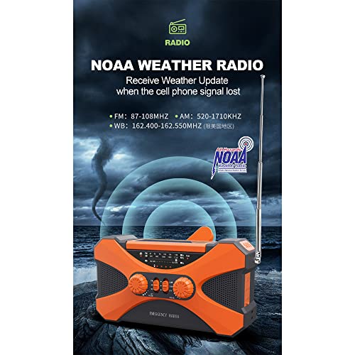 ShiFan Multifunctionele Radio Hand Crank Solar Crank Dynamo Aangedreven AM FM NOAA Weer Radio met 10000 mAh Power Bank voor Mobiele Telefoon - Image 5