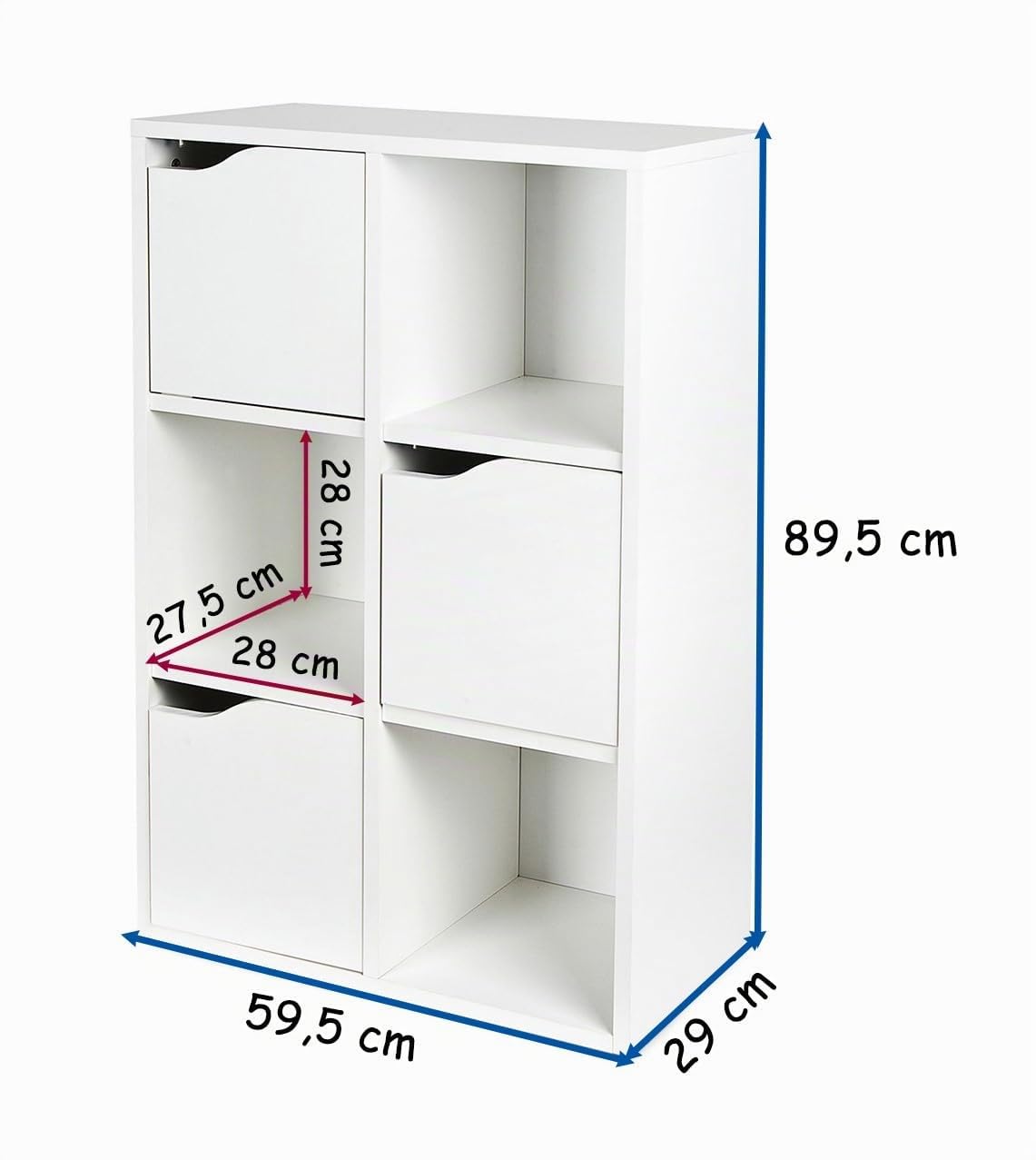 leomark Kubico Slim -Unicorno Rosa - libreria colorata per bambini, libreria, pratico scaffale in stile giocoso, ideale per una sala giochi o una cameretta per bambini Dimensioni: 59,5 x 29 x 89,5 cm