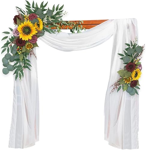 Miniatura 6 de Eforcase 2 flores de arco de boda, flores artificiales, girasol, flores de boda para boda, letreros de bienvenida, flores de arco para boda,