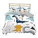 DMHunt Dinosaur Soft Microfiber Cartoon Bedding Set Boys Kids Teens Adult Girls Duvet Cover Set with Pillow Shams Lightweight Home Textile Child Bed Set,Queen