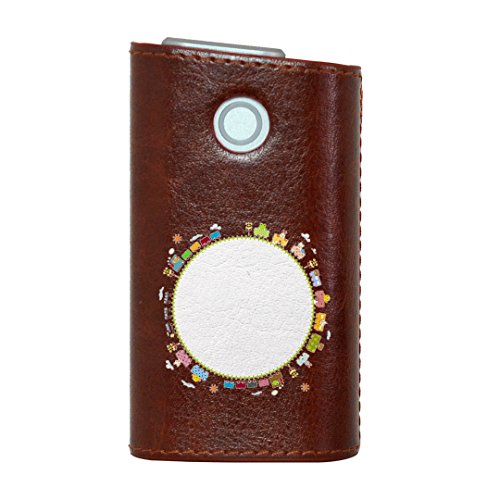 glo グロー グロウ 専用 レザーケース レザーカバー タバコ ケース カバー 合皮 ハードケース カバー 収納 デザイン 革 皮 BROWN ブラウン 乗り物 動物 電車 009539