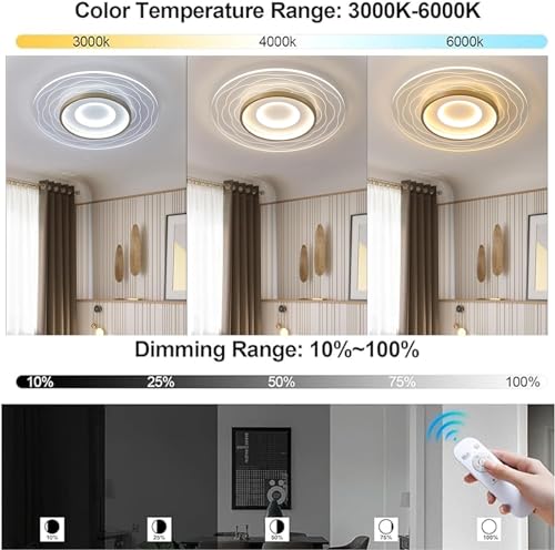 Plafonnier encastré moderne télécommande LED variable métal blanc