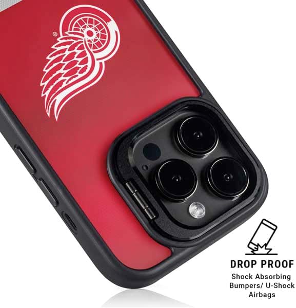 Skinit Kickstand Phone Case Compatible with iPhone 14 Pro - Officially Licensed NHL Detroit Red Wings Jersey Design