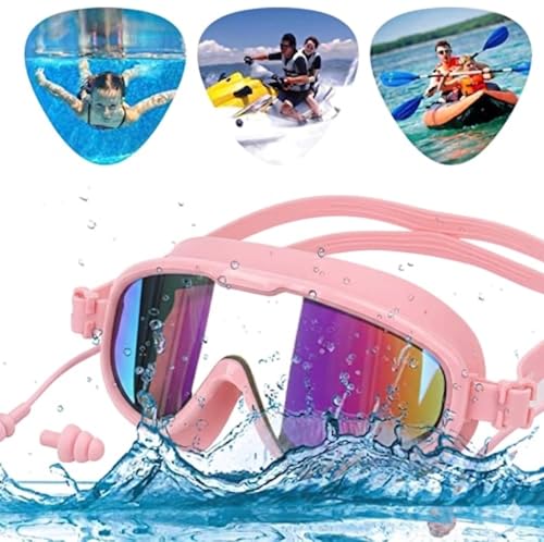 Image of Swimming Goggles for Men Women - Anti Fog UV Protection Leak Proof Swim Glasses with Wide Vision Adjustable Strap - Perfect for Pool Training Beach Snorkeling Water Sports (Pink)