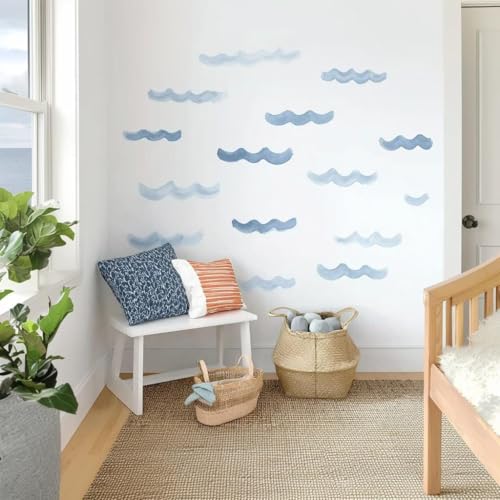 Vinilos decorativos agua minimalista azul 16x16 pulgadas