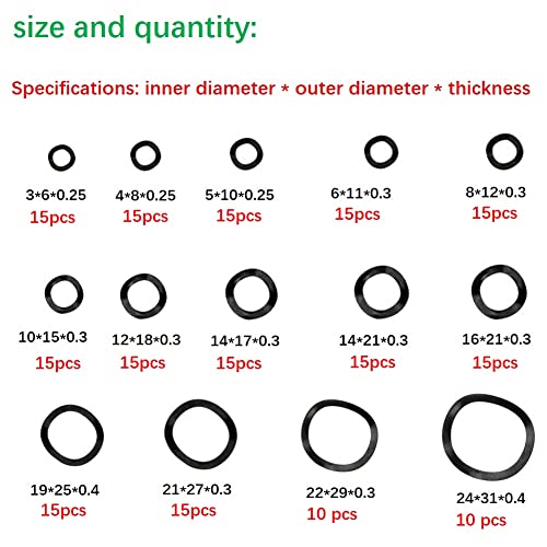 CONPHERON Wave Washer Set, 200pcs Carbon Steel Crinkle Washers Wave Spring Washers Assortment Kit M3-M24 14 Sizes - Image 2