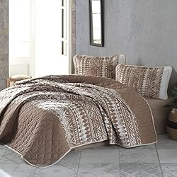 Colcha Marron Sibiles - Colcha Bouti Algodón Turco Cama 135, 150, 160, y 180 Barro Mud (240x240 cm)