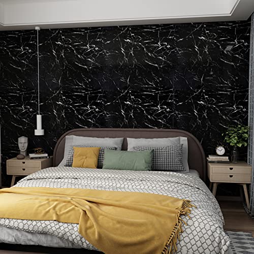 Papier peint autocollant granit imperméable et résistant noir marbré - 8