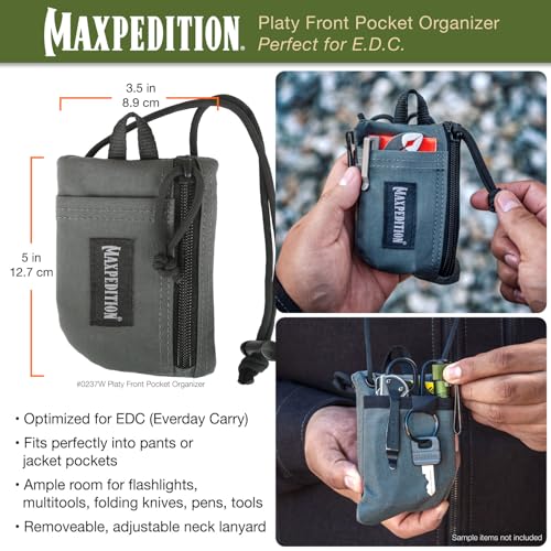 Image of MAXPEDITION Platy Pocket Organizer, Durable EDC Tool Pouch for Men, Neck Wallet with Paracord Lanyard, Holds Flashlight, Multitool, Pen, Notebook