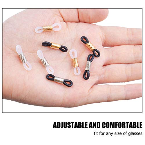 Image of Aylifu Eyeglasses Chain Connector - 40 Piece Adjustable Ends Set, Rubber Strap Holder Chain Loops for Eyeglass Sunglasses, 4 Colors