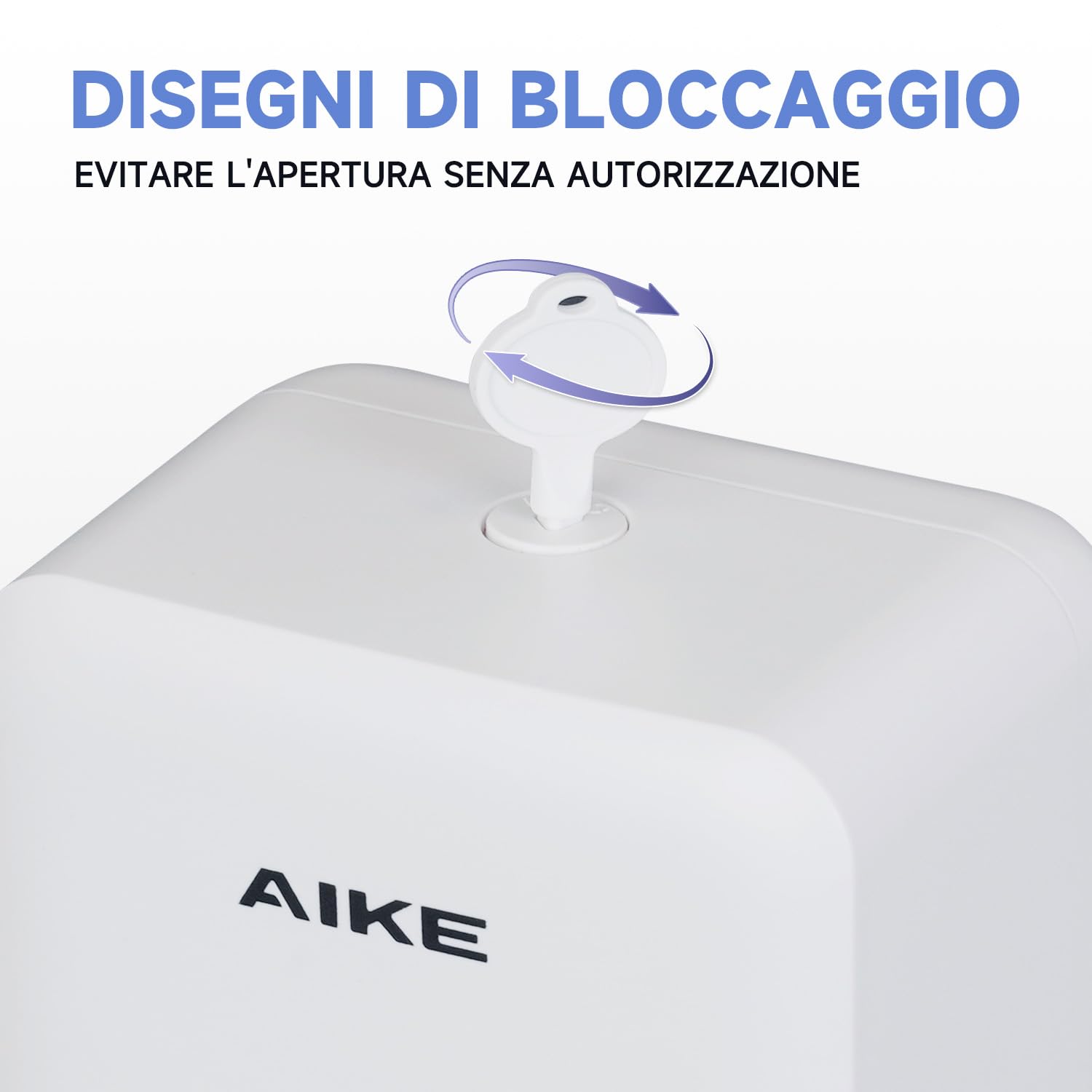 AIKE AK1006 Dispenser Sapone Bagno Muro, 800 ml Manuale in Plastica, Liquido per Mani Commerciale, Bianco