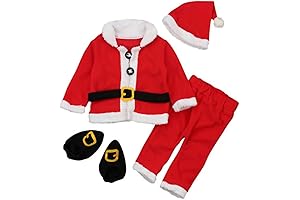 UNIQUEONE Premium 4PCS Baby Santa Costume Outfits - Step into Holiday Spirit...