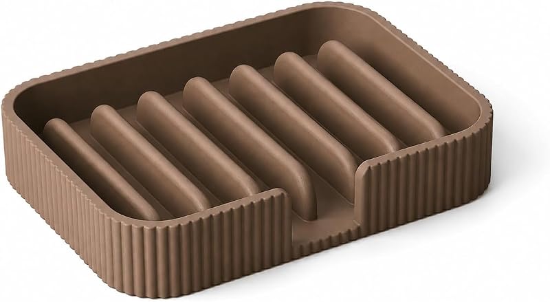 Saboneteira Minimalista com Drenagem para Banheiro, Lavabo e Sabão (Marrom)