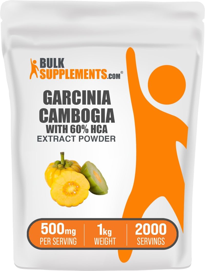 BulkSupplements.com Garcinia Cambogia Extract Powder - 60% HCA, from Garcinia Cambogia Fruit, Herbal Supplement - Gluten Free, 500mg per Serving, 1kg (2.2 lbs) (Pack of 1)