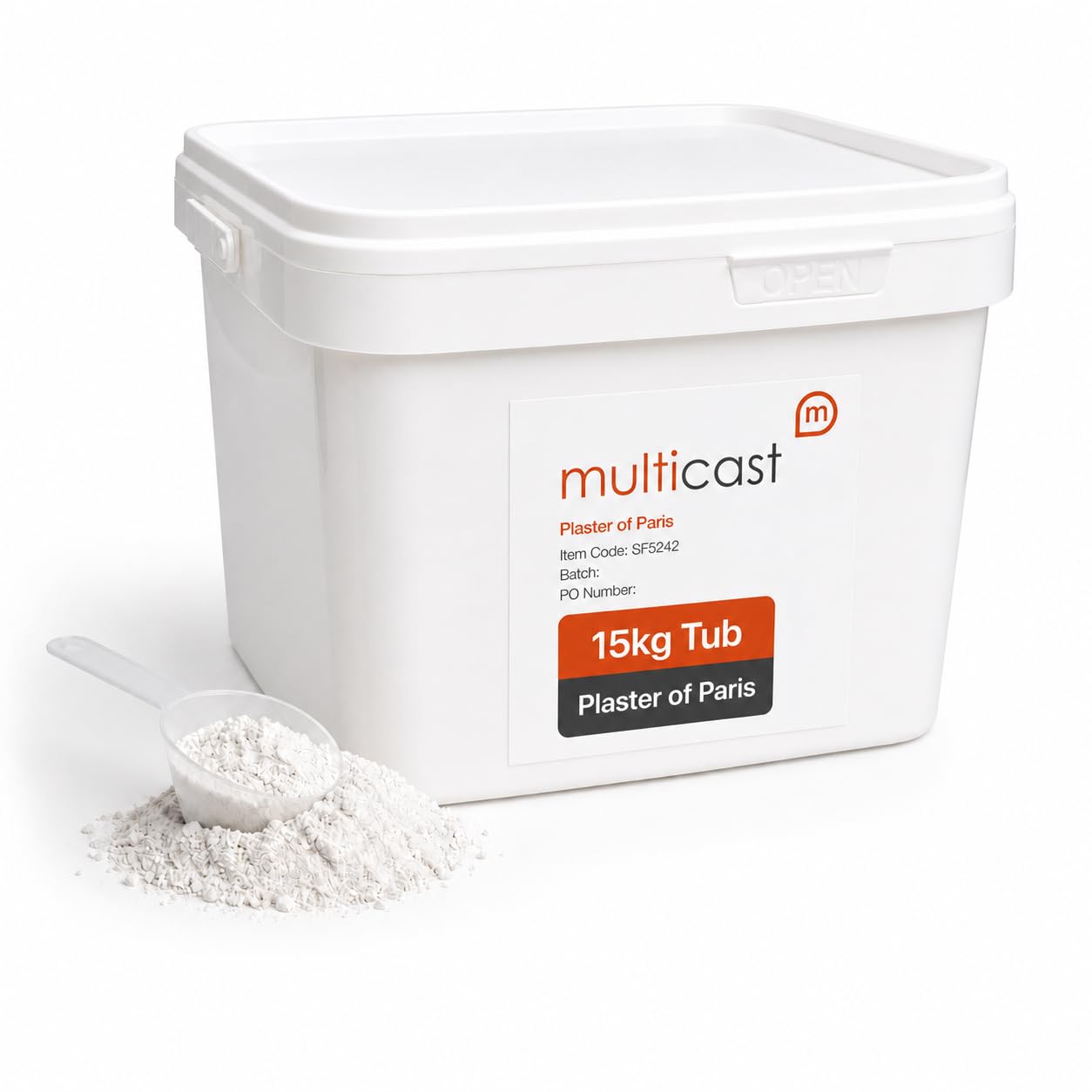 Plaster of Paris - 15kg Tub - Gypsum Powder in Robust, Hygienic Poly-Tub with Strong Handle